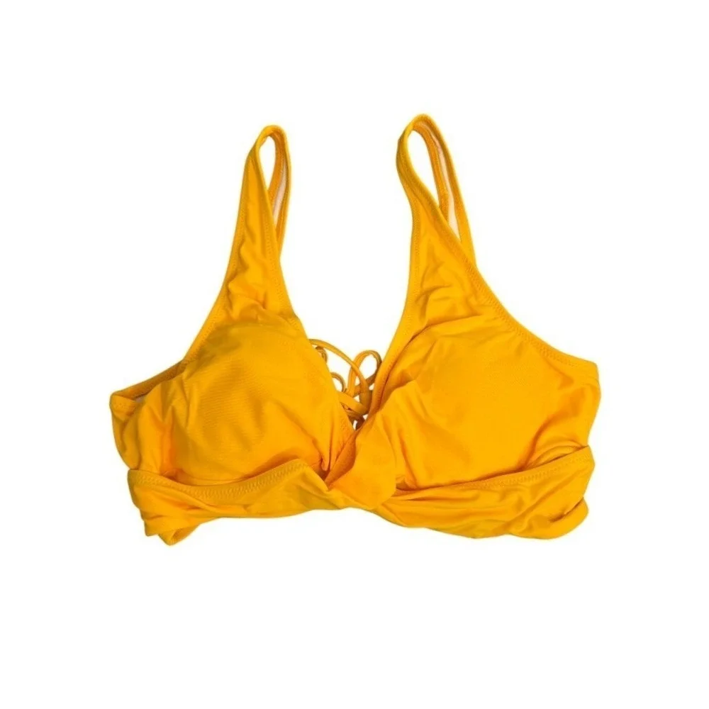 Cupshe Yellow Wrap Front Floral Print Tie Side Bikini Set XL NWT